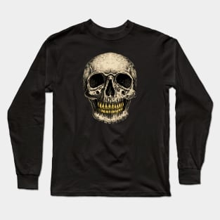 Vintage skull with golden teeth Long Sleeve T-Shirt